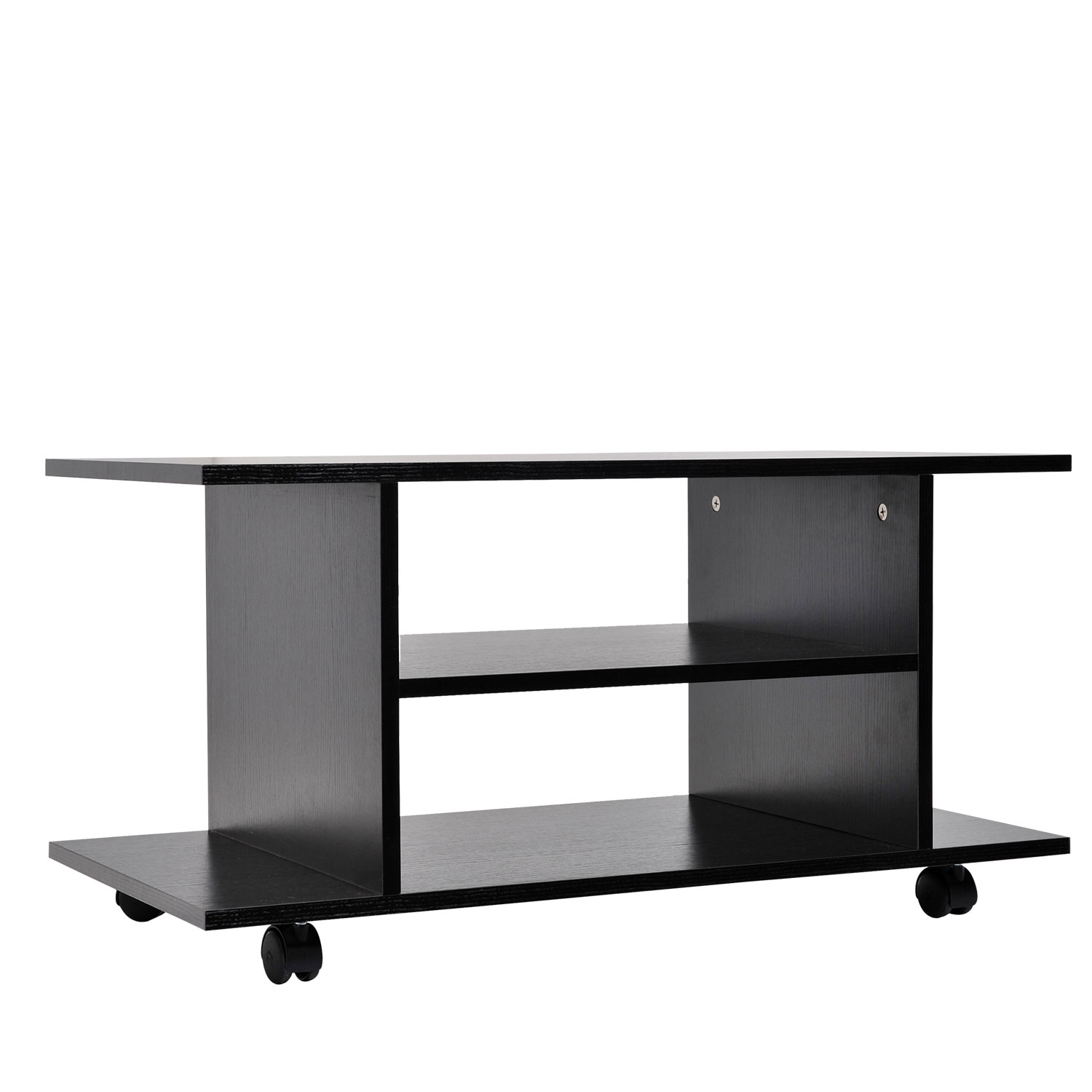 Modern TV Stand 3 Tier shelf Storage Shelves Table Wheels